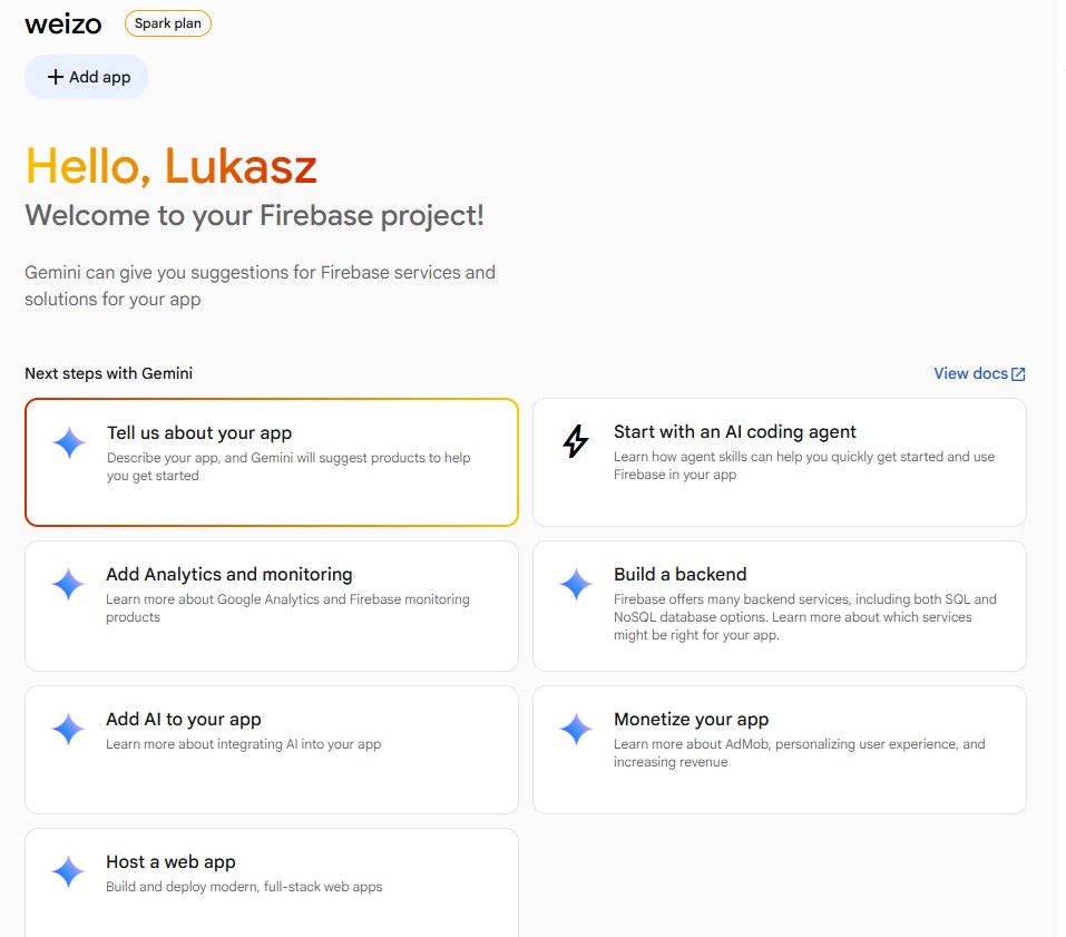 Strona projektu z przyciskiem Add app